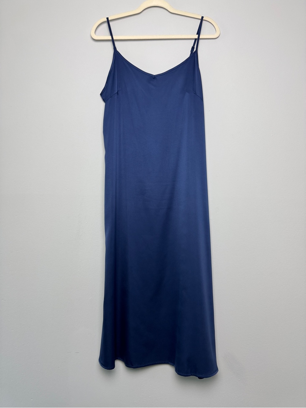 Women's Navy Slip Dress - Classic Minimalist Style Size L